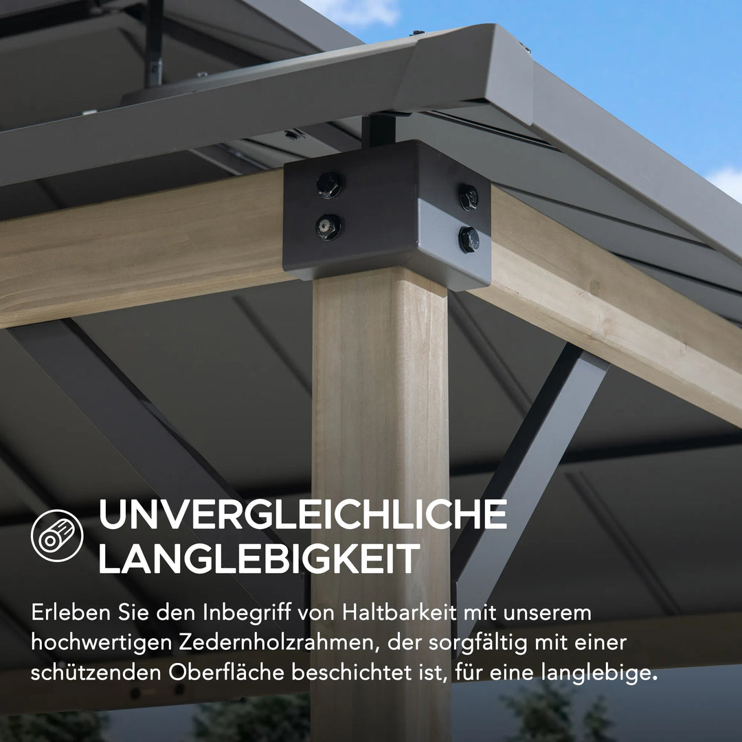 Integrated Outlets Wood Grill Gazebo 360cm x 240cm - Brown