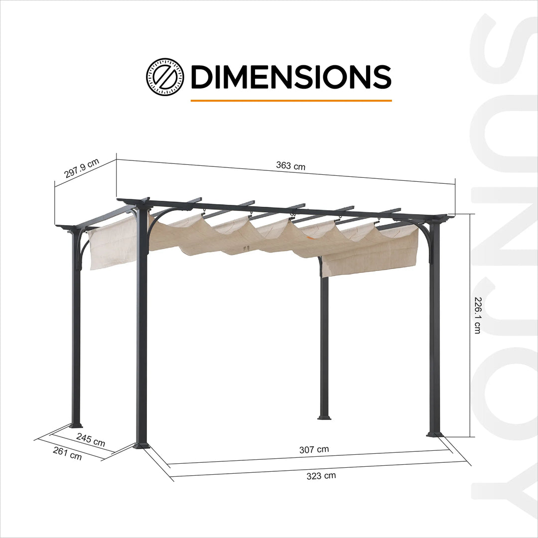 GIONA Steel Pergola - 277cm x 363cm