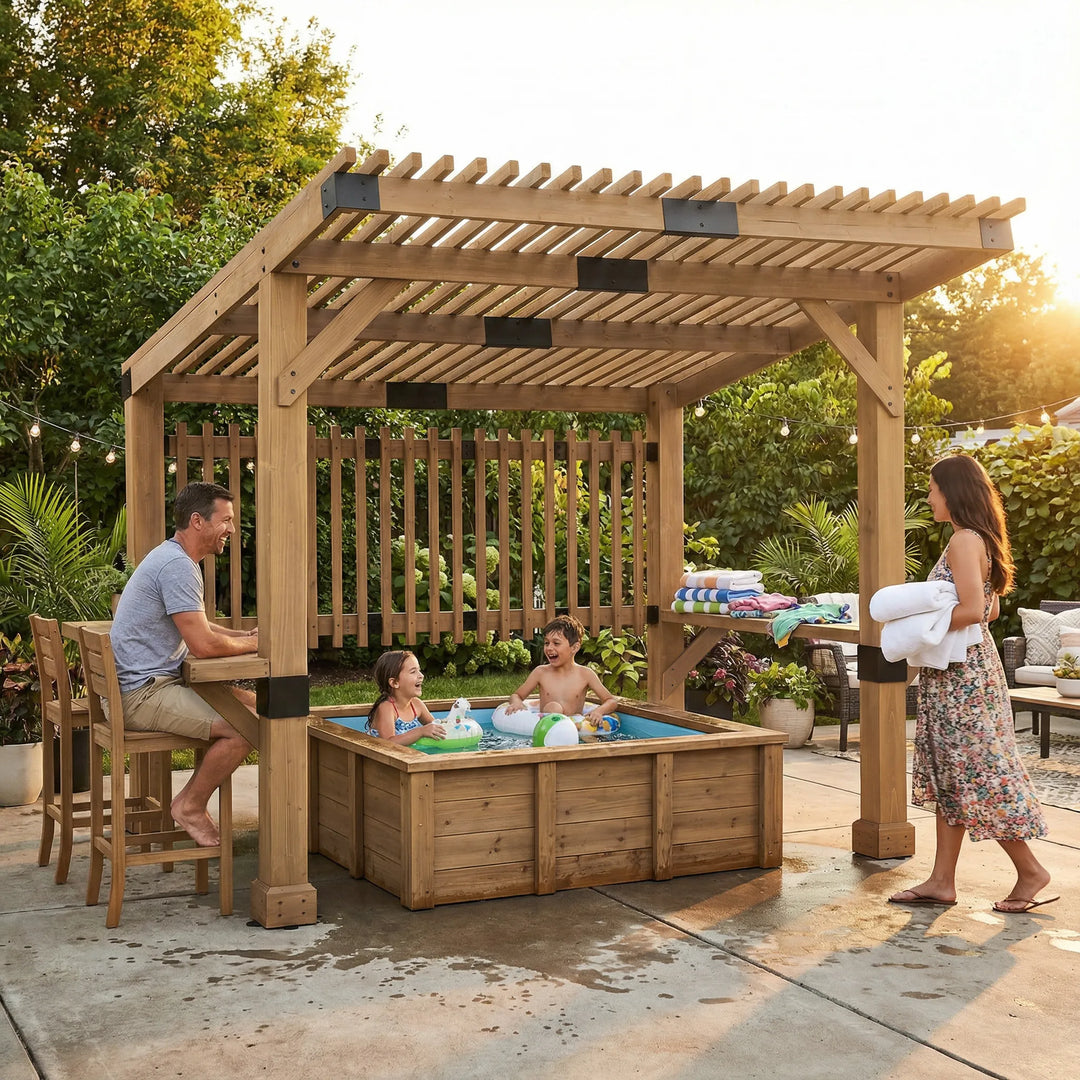 KRONE Cedar Wood Whirlpool Pergola - 275cm x 310cm
