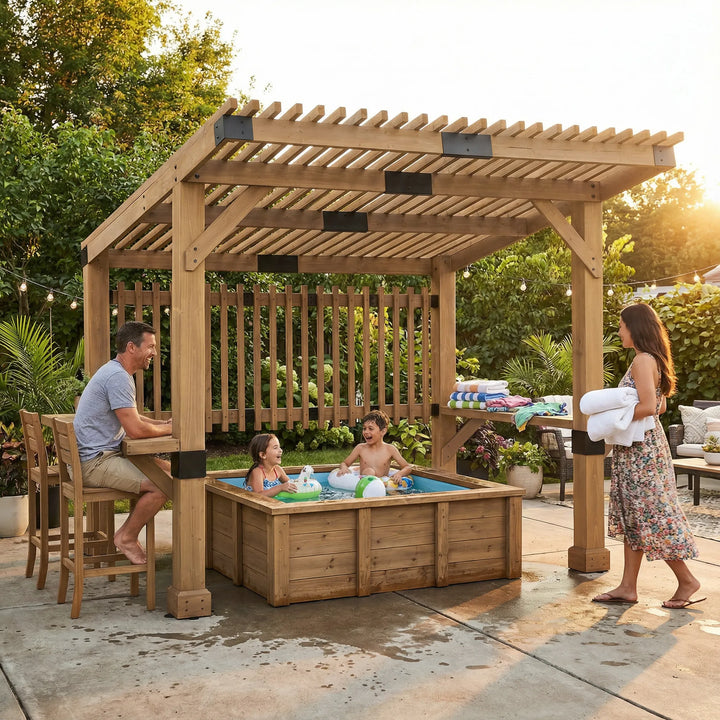 KRONE Cedar Wood Whirlpool Pergola - 275cm x 310cm