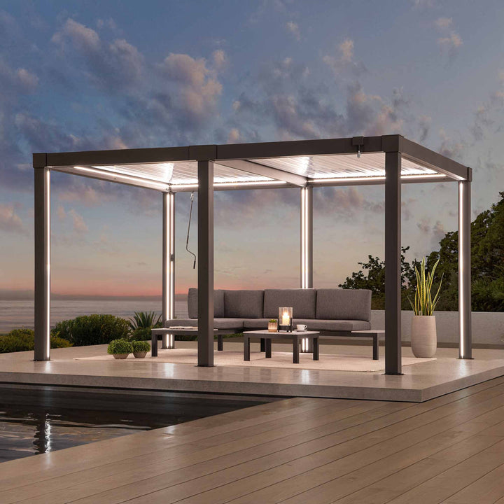 A1060166F0 Modulare Multi Lamellenpergola MATTERHORN mit LED - 3x4, Aluminium 