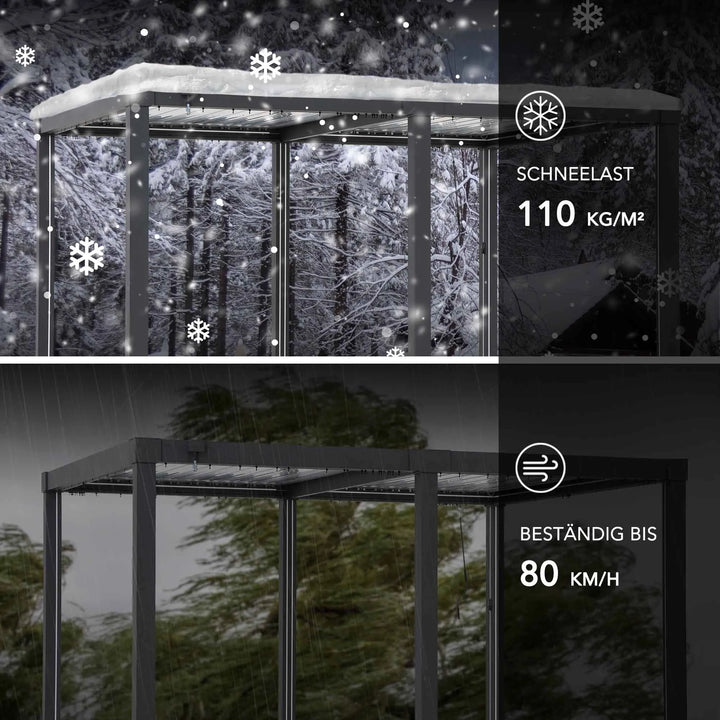 Pergola à lames Matterhorn avec éclairage LED solaire et système de drainage – 306 × 406 cm