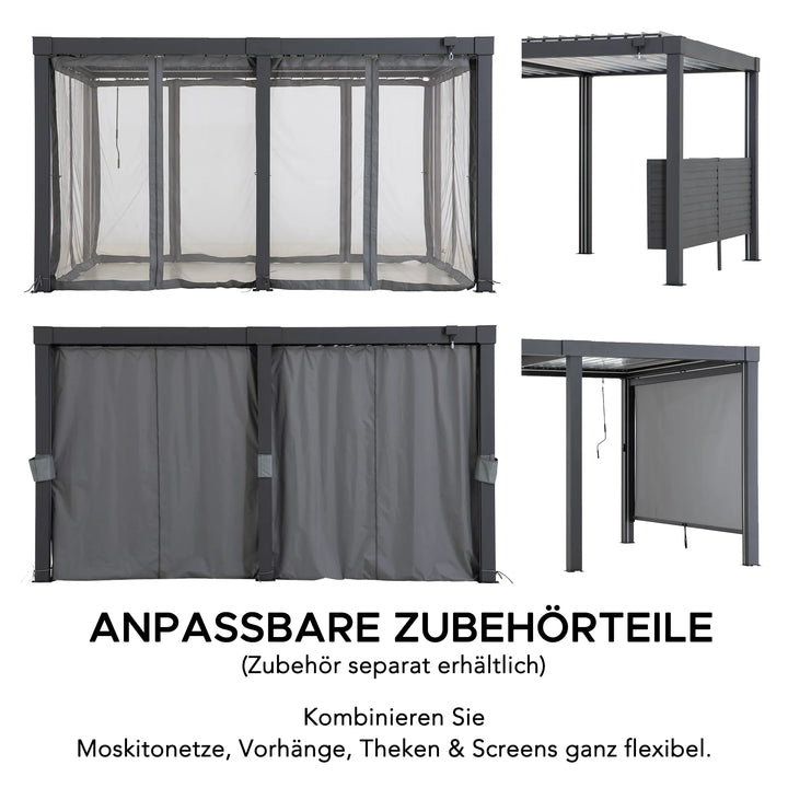 Pergola à lames Matterhorn avec éclairage LED solaire et système de drainage – 306 × 406 cm