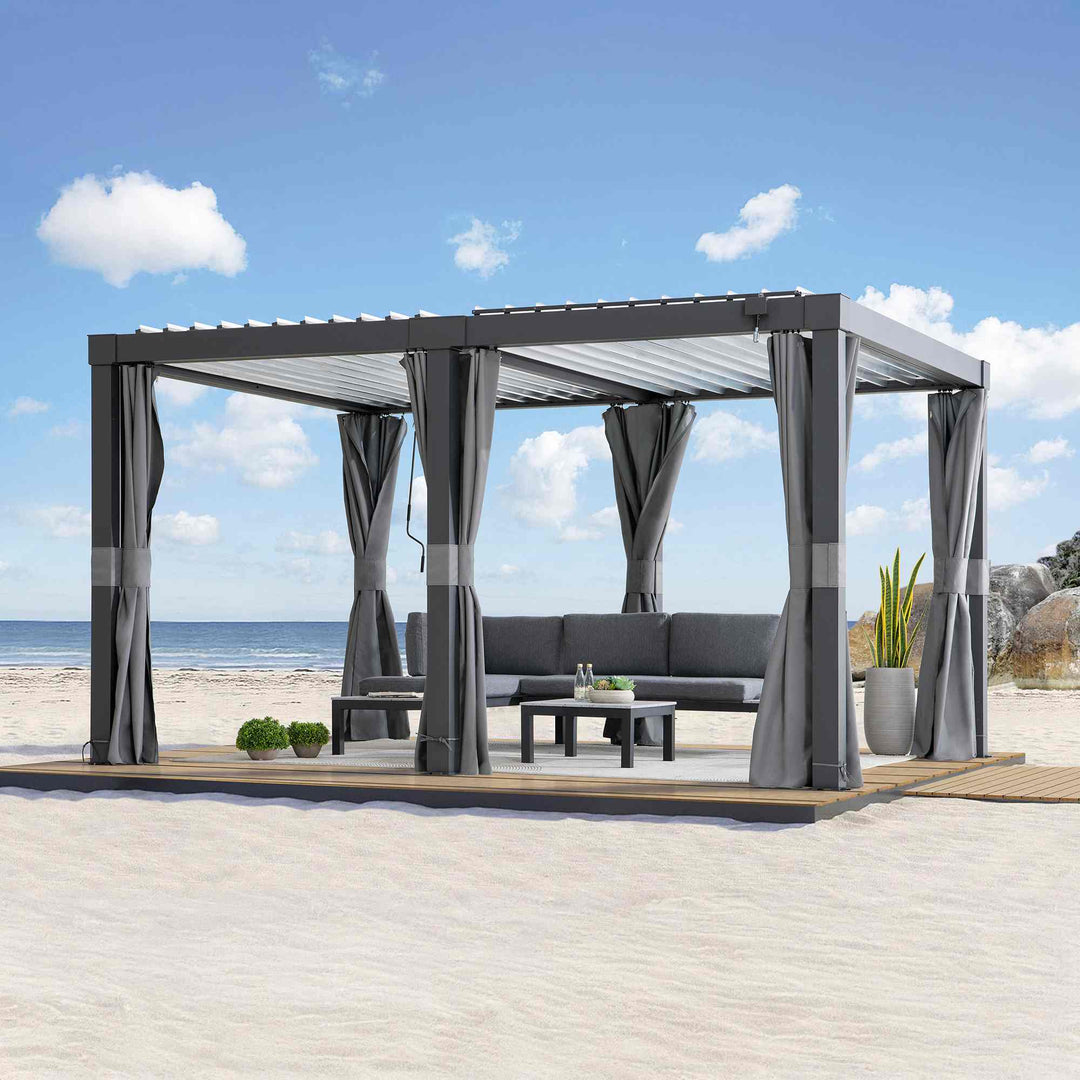 A1060166F0 Modulare Multi Lamellenpergola MATTERHORN mit LED - 3x4, Aluminium 