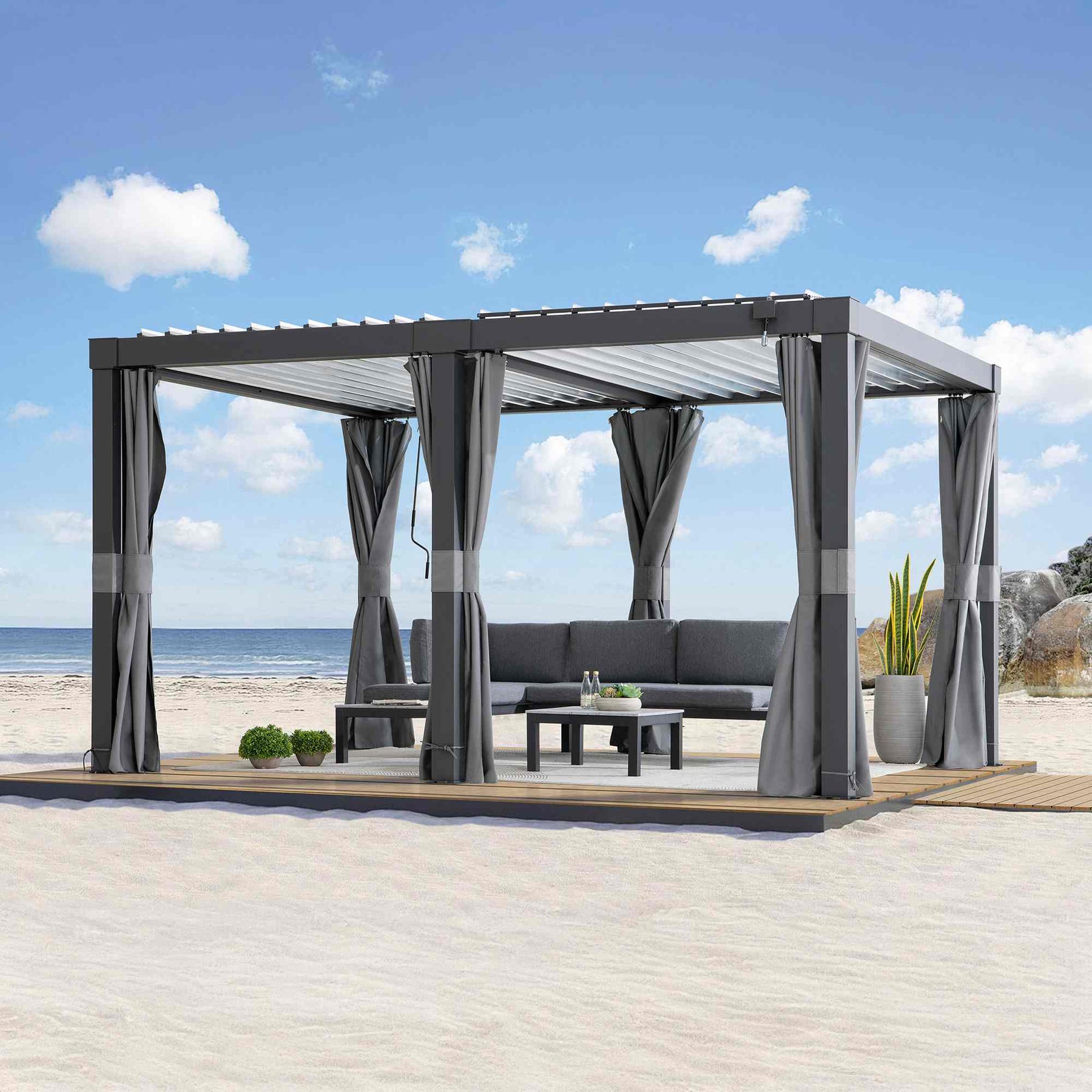 Modulare Multi Lamellenpergola MATTERHORN mit LED - 3x3 oder 3x4, Aluminium