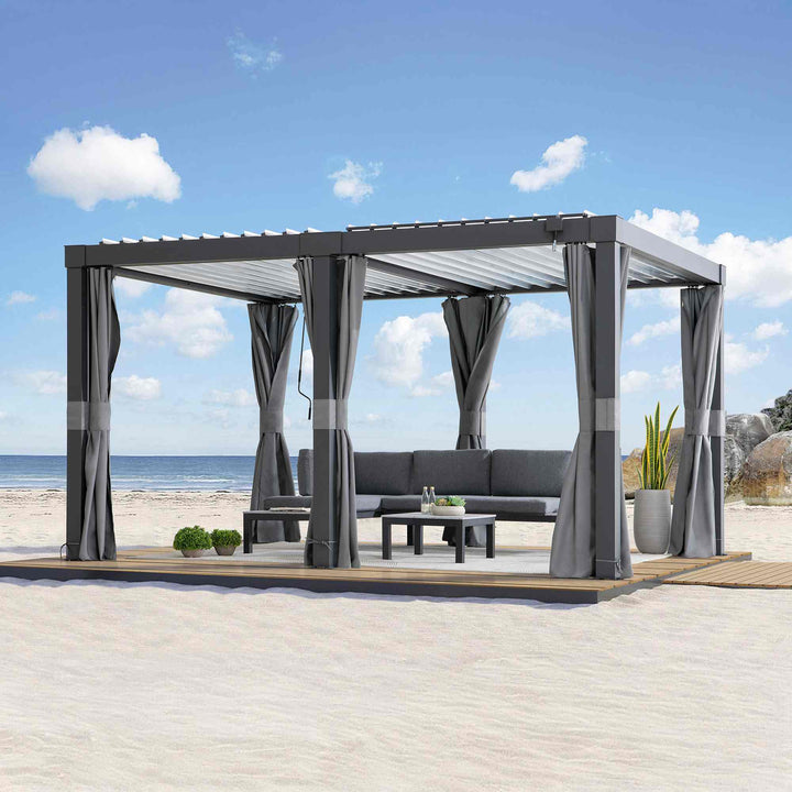 A1060166F0 Modulare Multi Lamellenpergola MATTERHORN mit LED - 3x4, Aluminium 