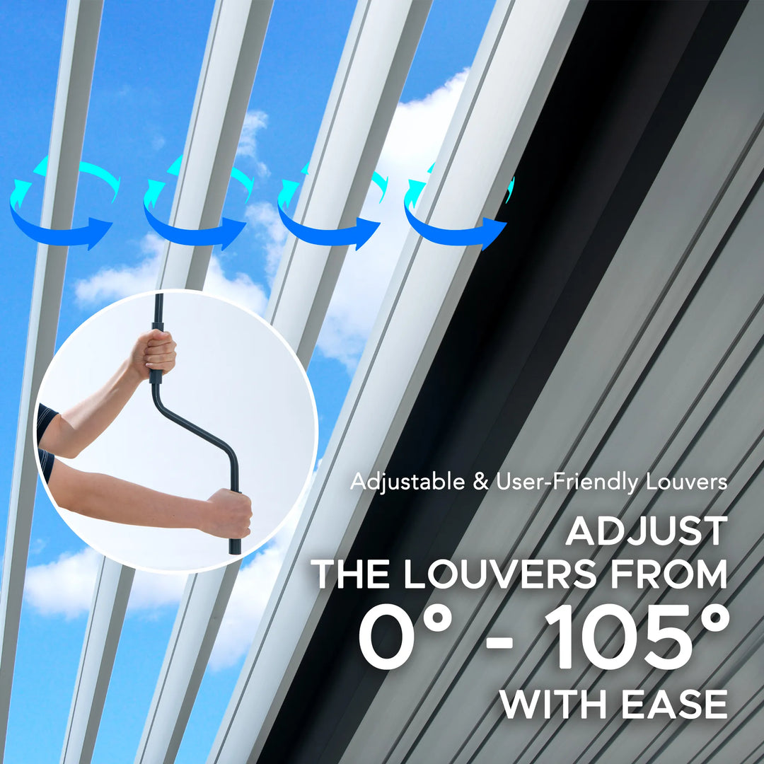 MATTERHORN Modular Multi Lamel Pergola with LED - 306cm x 406cm, Aluminum