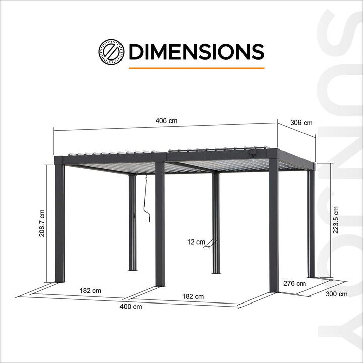 A1060166F0 Modulare Multi Lamellenpergola MATTERHORN mit LED - 3x3 oder 3x4, Aluminium