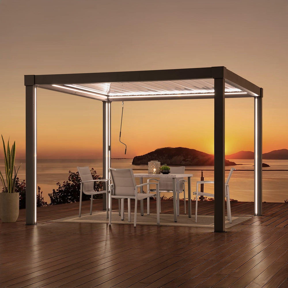 A1060166K0 Modulare Multi Lamellenpergola MATTERHORN mit LED - 3x3m, Aluminium 