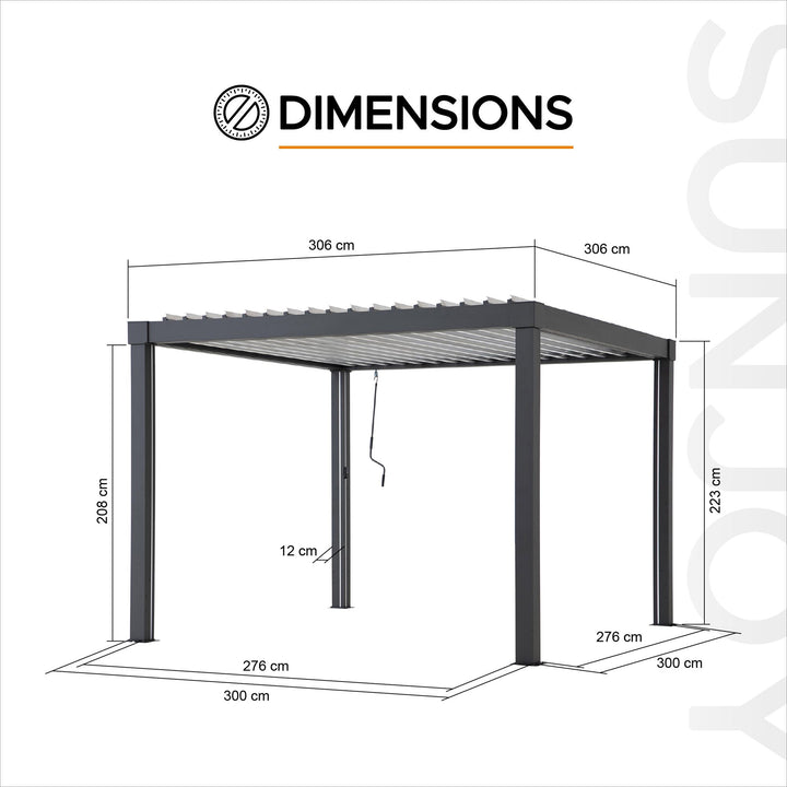 A1060166K0 Modulare Multi Lamellenpergola MATTERHORN mit LED - 3x3 oder 3x4, Aluminium