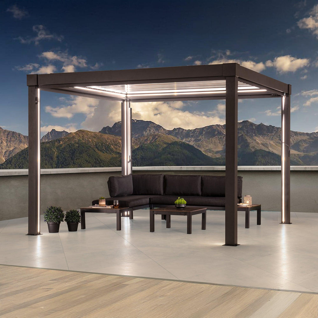 A1060166K0 Modulare Multi Lamellenpergola MATTERHORN mit LED - 3x3m, Aluminium 