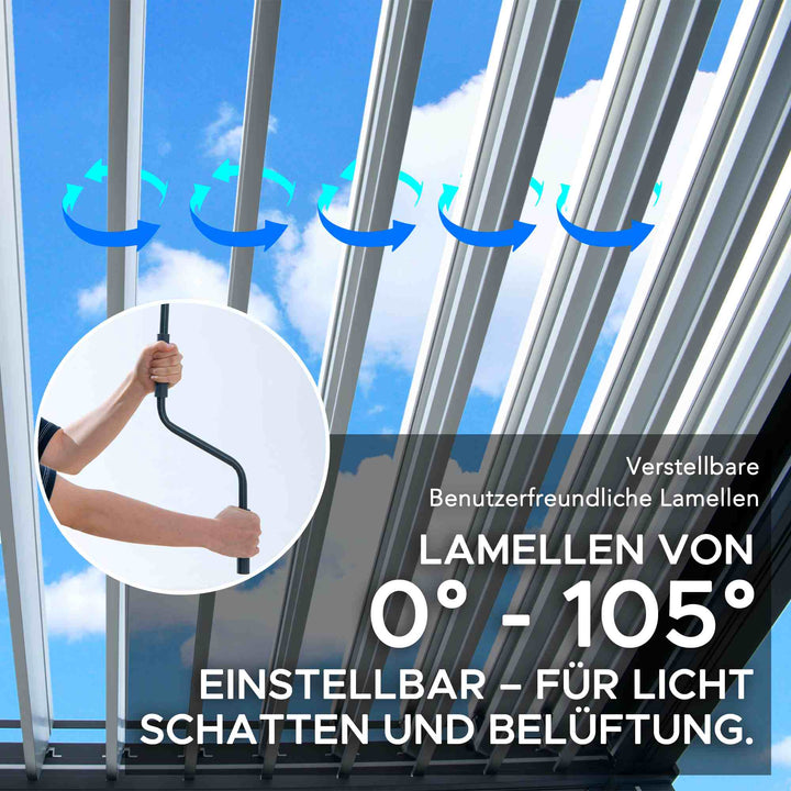 A1060166K0/A1060166F0 Modulare Multi Lamellenpergola MATTERHORN mit LED - 3x3 oder 3x4, Aluminium 