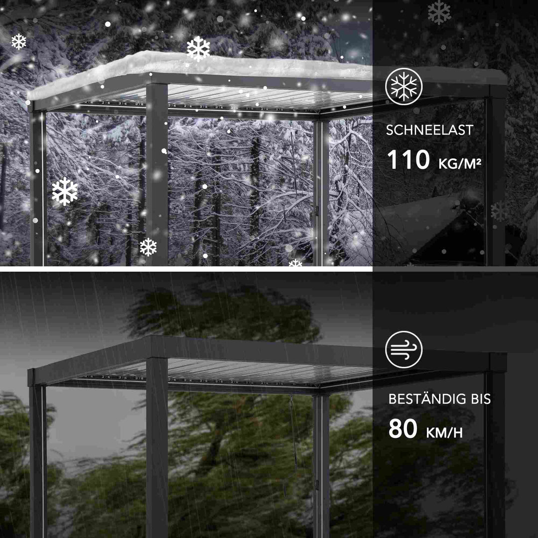 A1060166K0/A1060166F0 Modulare Multi Lamellenpergola MATTERHORN mit LED - 3x3 oder 3x4, Aluminium 