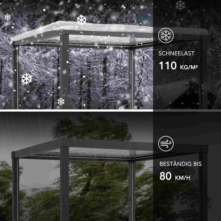 A1060166K0/A1060166F0 Modulare Multi Lamellenpergola MATTERHORN mit LED - 3x3 oder 3x4, Aluminium 