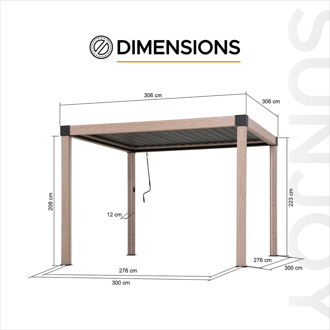A1060166K2 Modulare Multi Lamellenpergola MATTERHORN mit LED - 306cm x 306cm, Aluminium