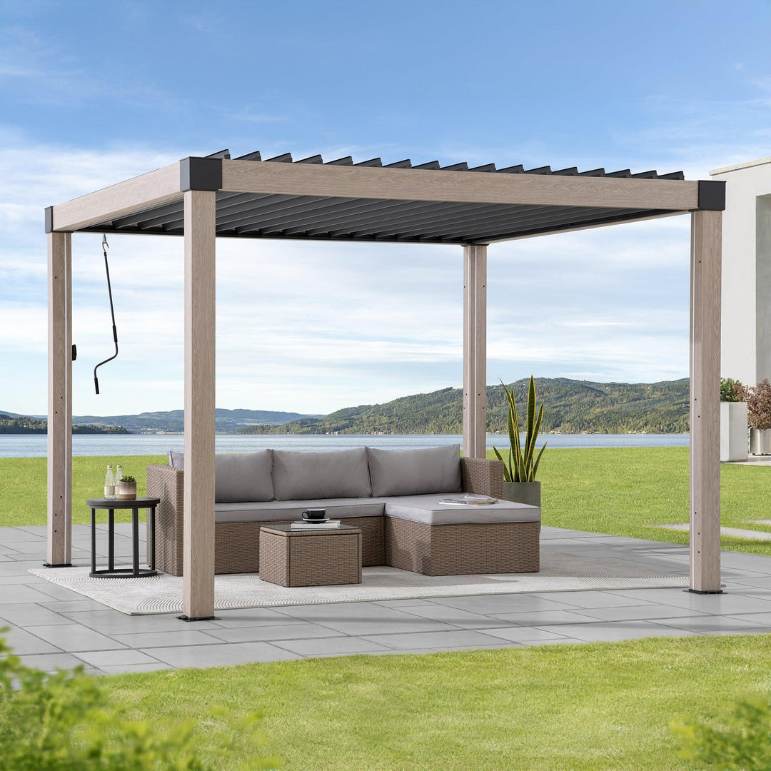 A1060166K2 Modulare Multi Lamellenpergola MATTERHORN mit LED - 306cm x 306cm, Aluminium 