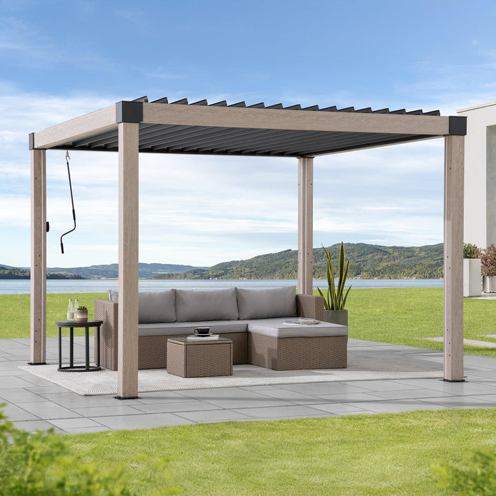 A1060166K2 Modulare Multi Lamellenpergola MATTERHORN mit LED - 306cm x 306cm, Aluminium 