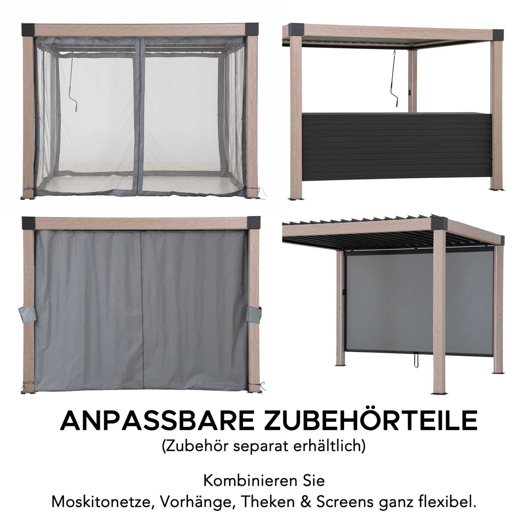 A1060166K2 Modulare Multi Lamellenpergola MATTERHORN mit LED - 306cm x 306cm, Aluminium 
