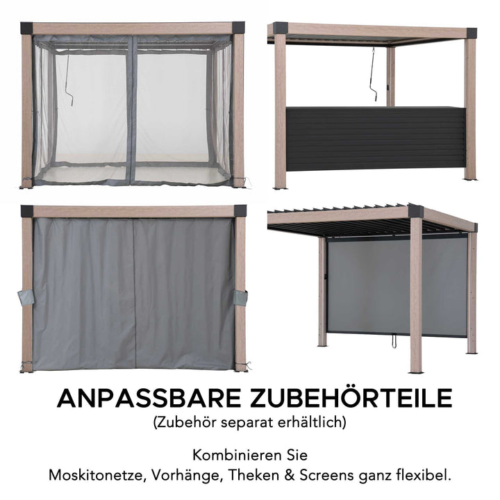 A1060166K2 Modulare Multi Lamellenpergola MATTERHORN mit LED - 306cm x 306cm, Aluminium 