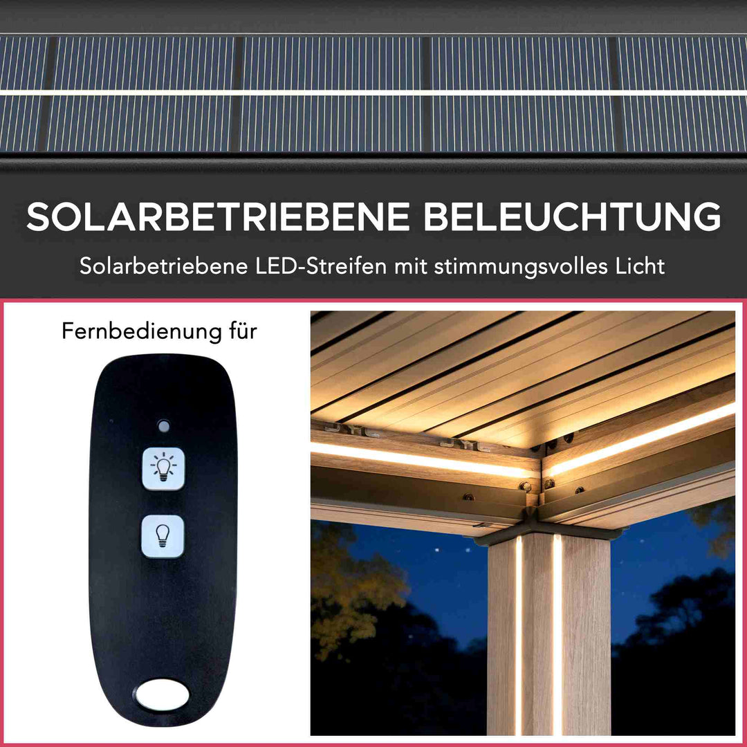 A1060166K2 Modulare Multi Lamellenpergola MATTERHORN mit LED - 306cm x 306cm, Aluminium 