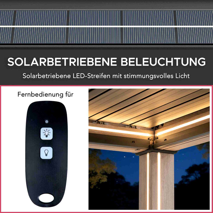 A1060166K2 Modulare Multi Lamellenpergola MATTERHORN mit LED - 306cm x 306cm, Aluminium 