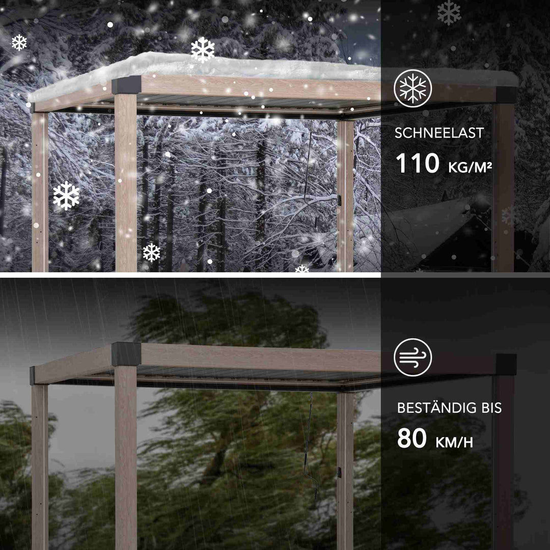 A1060166K2 Modulare Multi Lamellenpergola MATTERHORN mit LED - 306cm x 306cm, Aluminium 