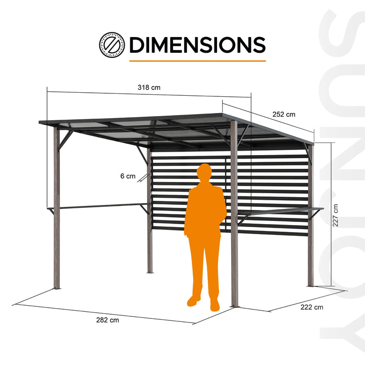 Stahl Whirlpool Pergola DENALI - 252cm x 282cm