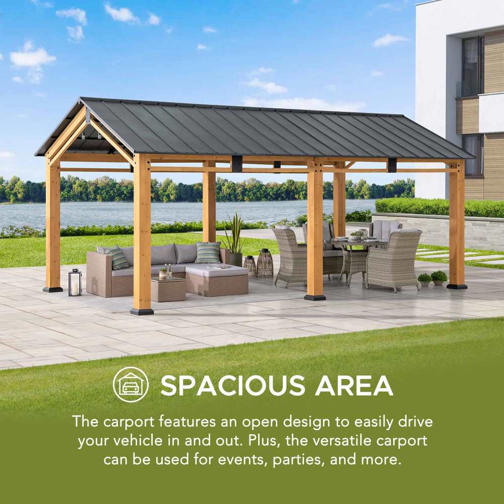 DIRAN Cedar Wood Carport - 336cm x 603cm