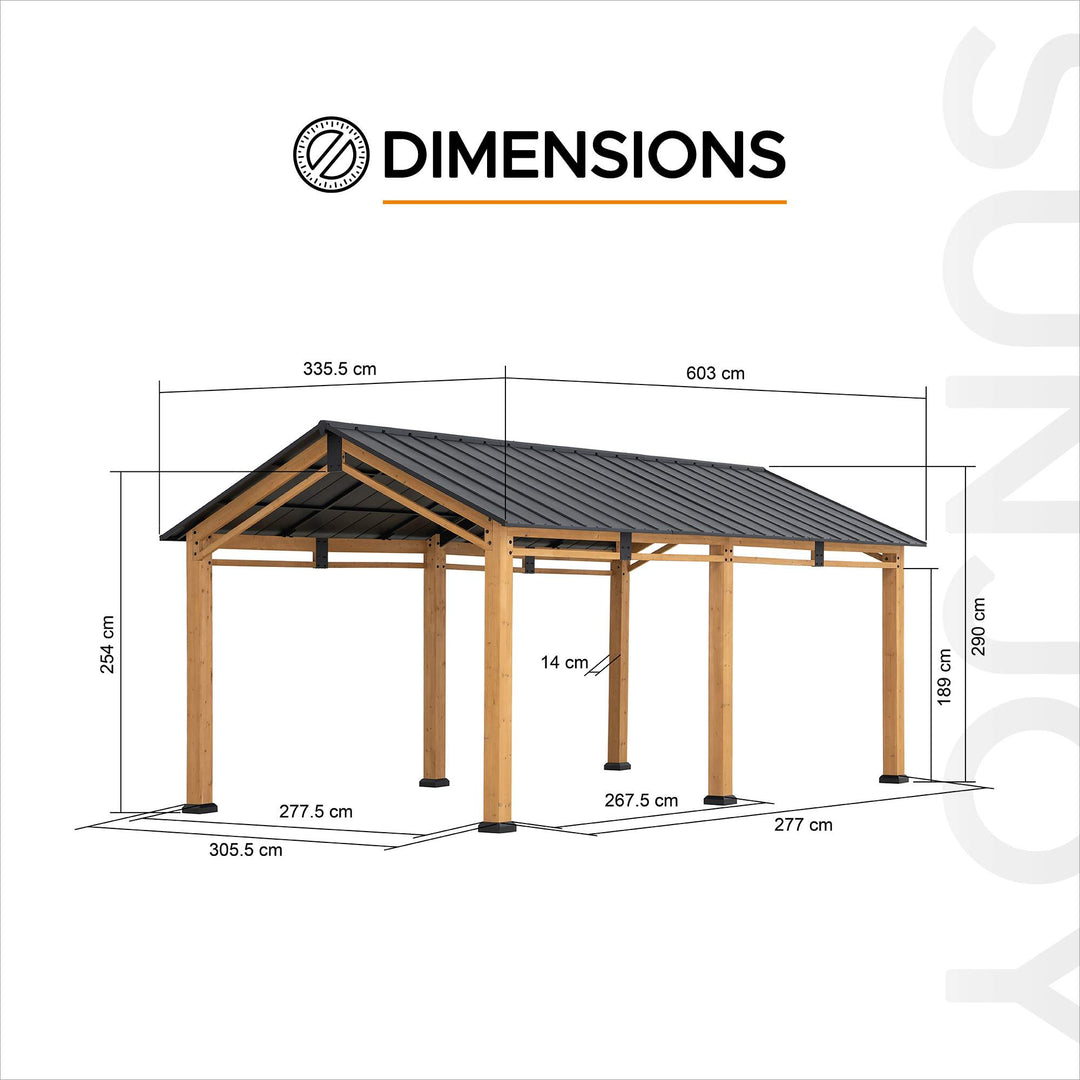 A110000941 Zedernholz Carport DIRAN -336cm x 603cm