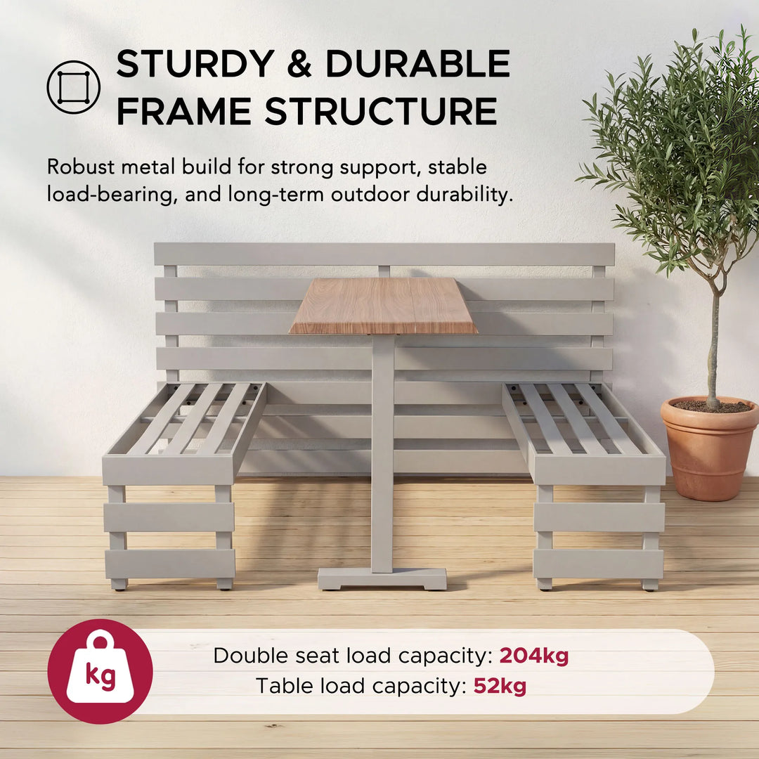 LAGOS Steel Picnic Table Balcony Garden Set - 126cm x 157cm, Grey