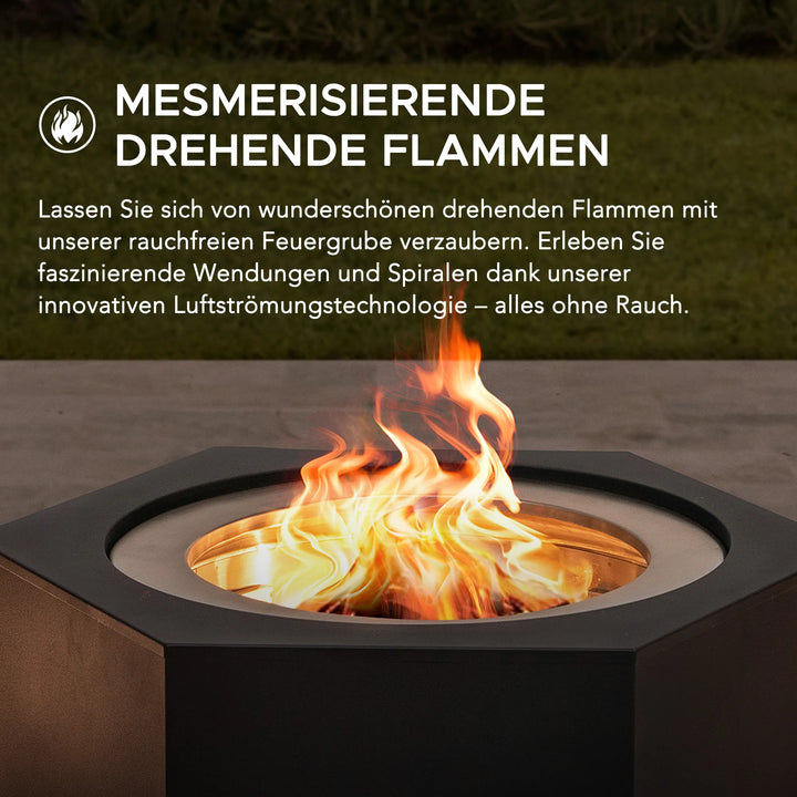Smoke-free Fire Pit AMIATA Made of Steel - 66x57x38cm, Black