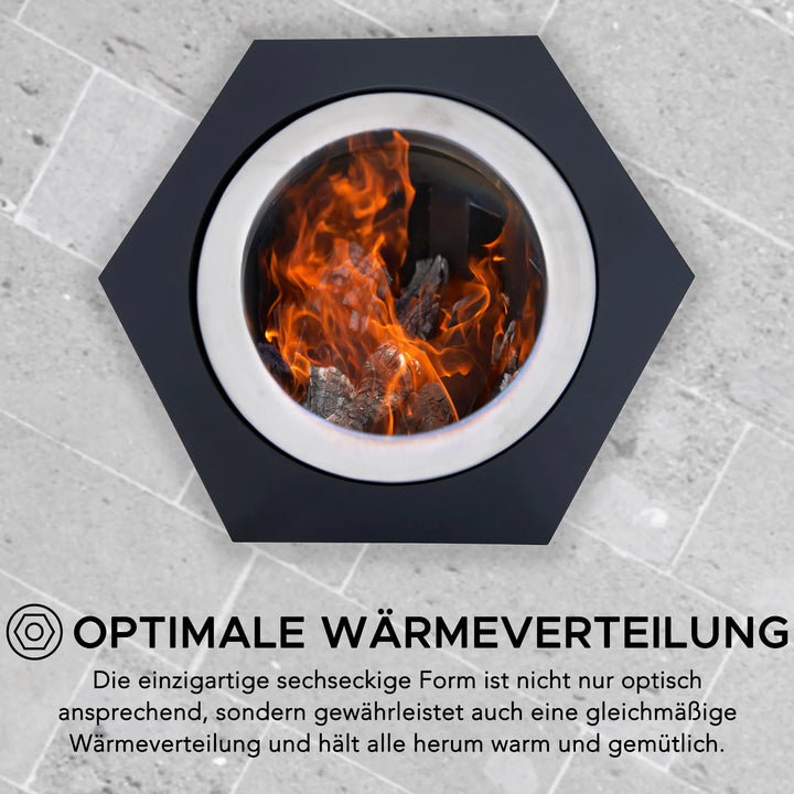 Smoke-free Fire Pit AMIATA Made of Steel - 66x57x38cm, Black