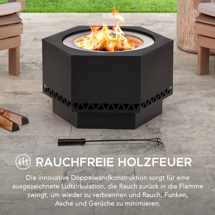 Smoke-free Fire Pit AMIATA Made of Steel - 66x57x38cm, Black