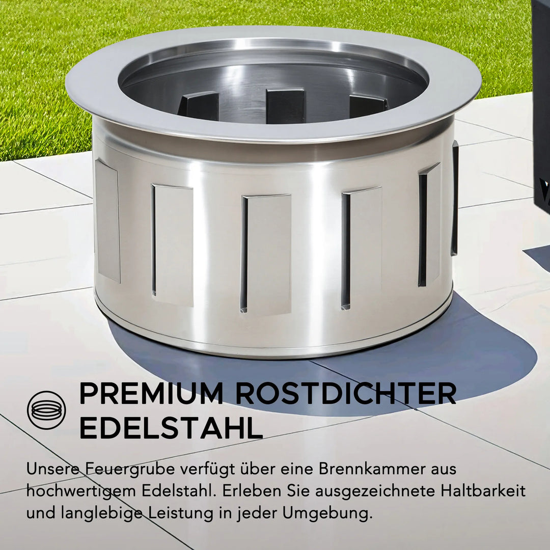Smoke-free Fire Pit AMIATA Made of Steel - 66x57x38cm, Black