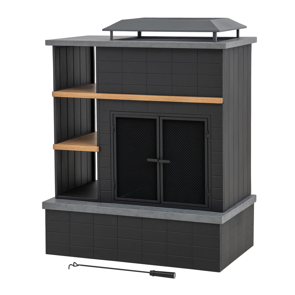 A304006010 Stahl Holzkamin Etna  - 106cm x 132cm, schwarz 
