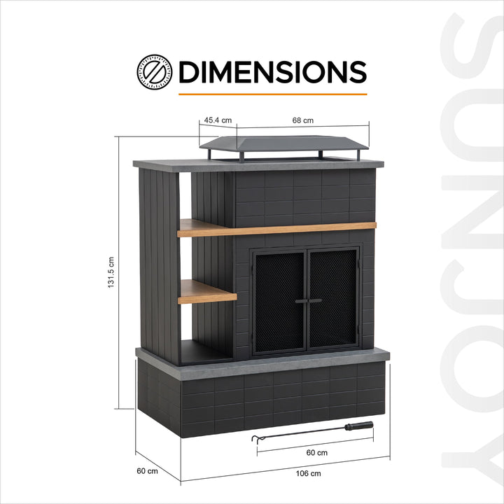 A304006010 Stahl Holzkamin Etna  - 106cm x 132cm, schwarz 