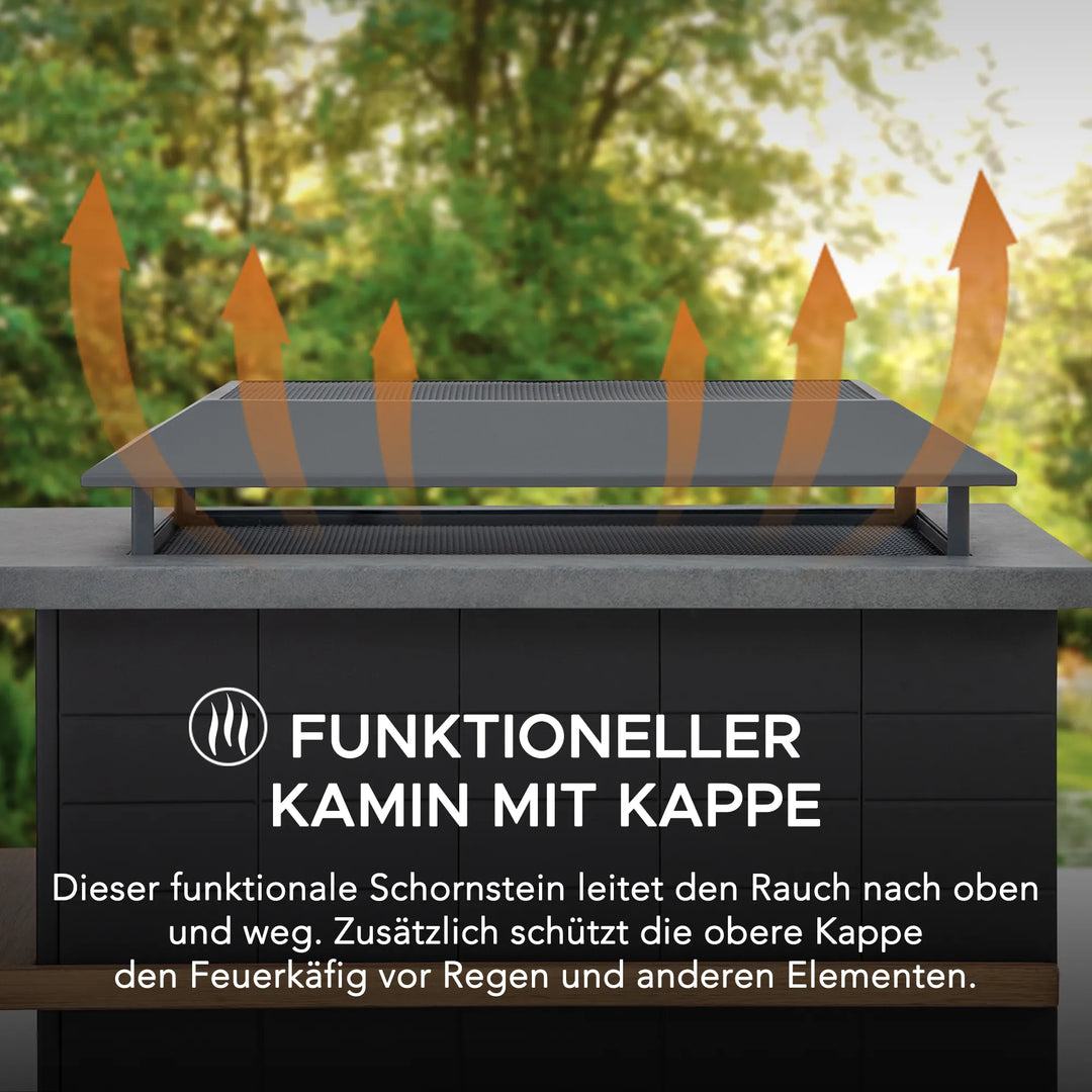 Stahl Holzkamin Etna - 106cm x 132cm, schwarz