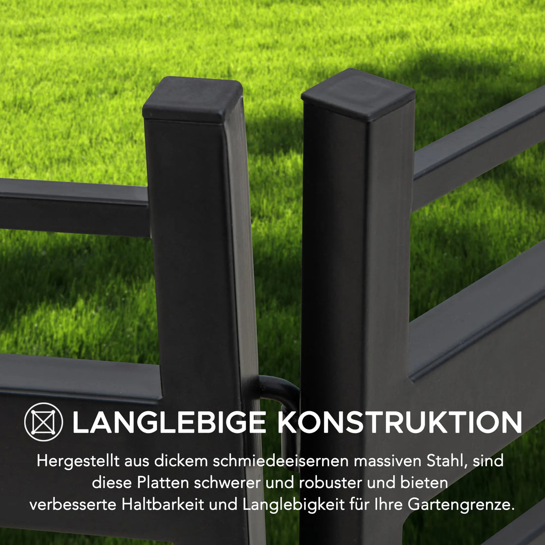 Solar-Gartenbegrenzungszaun aus Eisen - 5er-Pack, schwarz