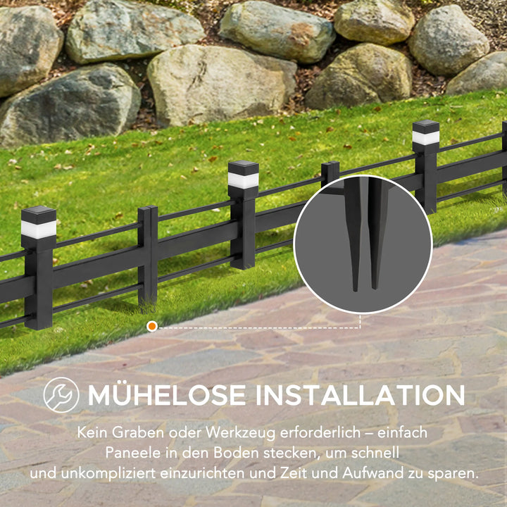 Solar-Gartenbegrenzungszaun aus Eisen - 5er-Pack, schwarz