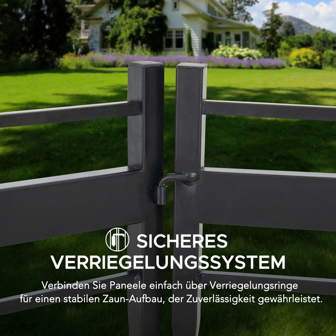 Solar-Gartenbegrenzungszaun aus Eisen - 5er-Pack, schwarz