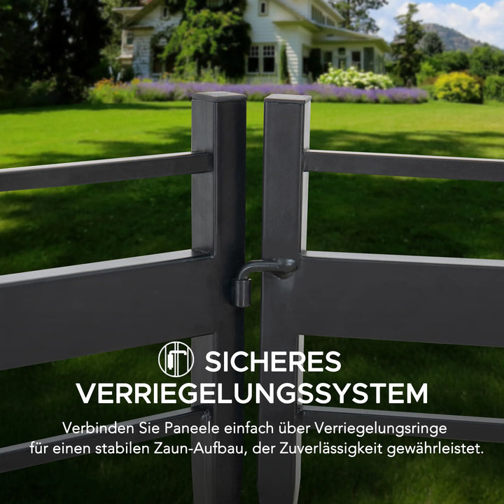 Solar-Gartenbegrenzungszaun aus Eisen - 5er-Pack, schwarz