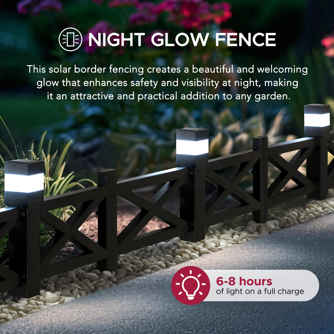 Lattice &amp; Black Solar Garden Fence - 5 Packs