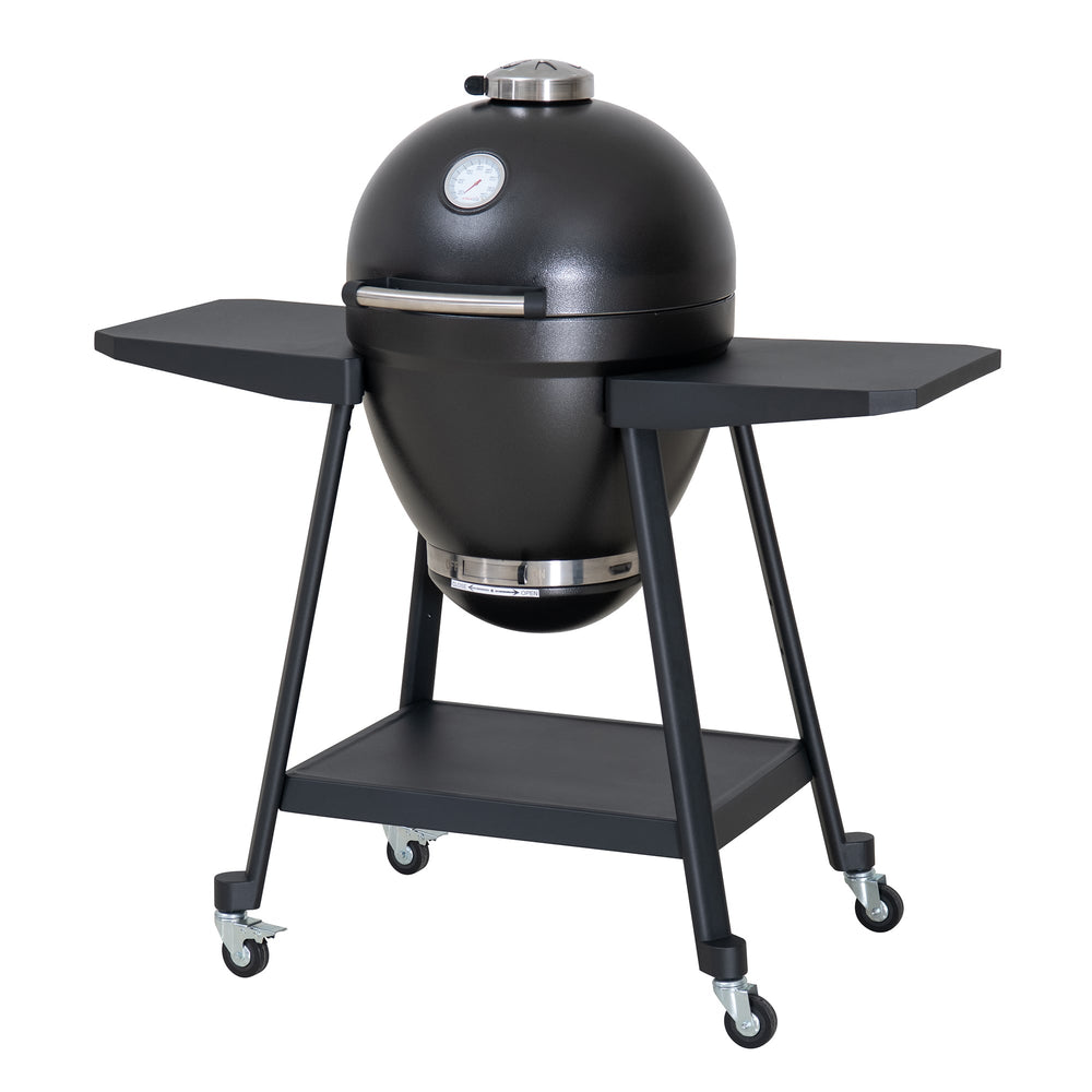 A504002329 Eierförmiger Grill mit Pizzaplatte, schwarz 