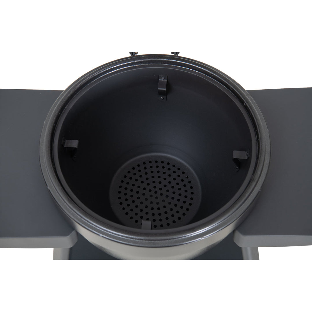 A504002329 Eierförmiger Grill mit Pizzaplatte, schwarz 