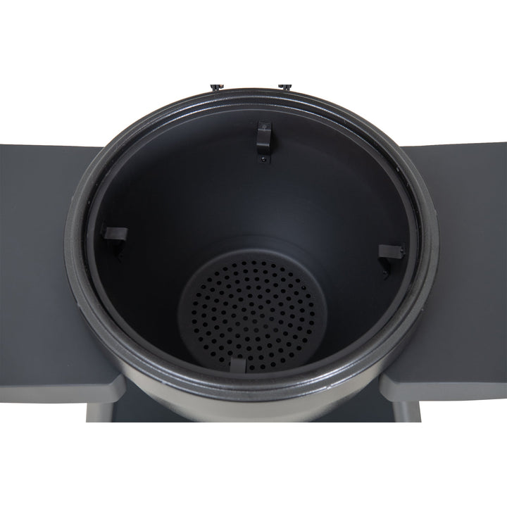 A504002329 Eierförmiger Grill mit Pizzaplatte, schwarz 