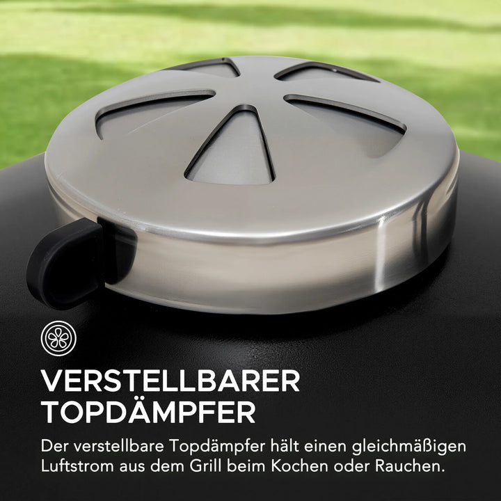 Eierförmiger Grill mit Pizzaplatte, schwarz