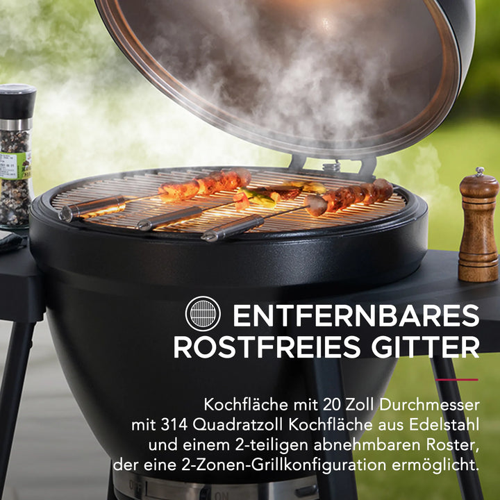 Eierförmiger Grill mit Pizzaplatte, schwarz