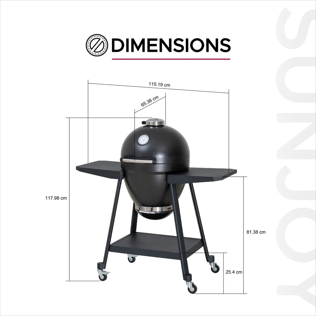Eierförmiger Grill mit Pizzaplatte, schwarz