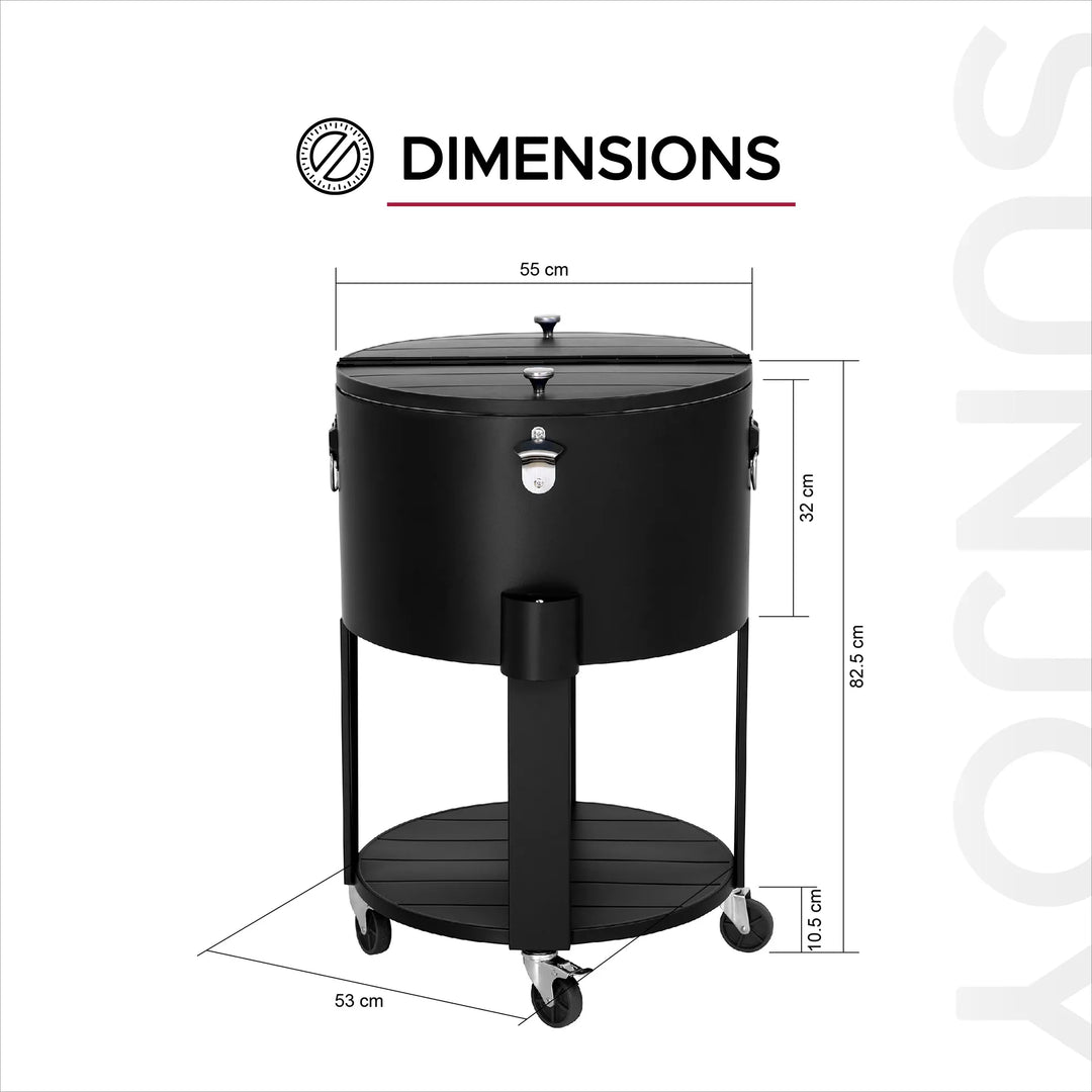 Rolling Beverage Refrigerator with Ice Box, Bottle Opener and Shelf, Black