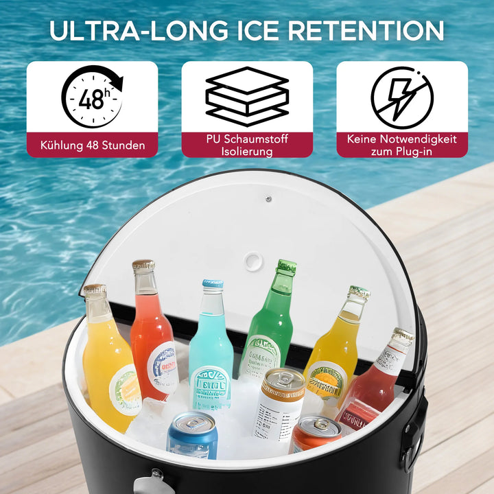 Rolling Beverage Refrigerator with Ice Box, Bottle Opener and Shelf, Black